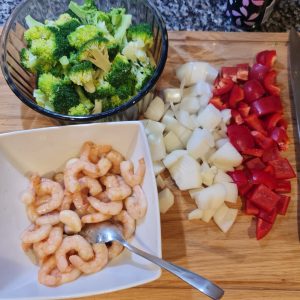 Salteado de Camarones y Brocoli